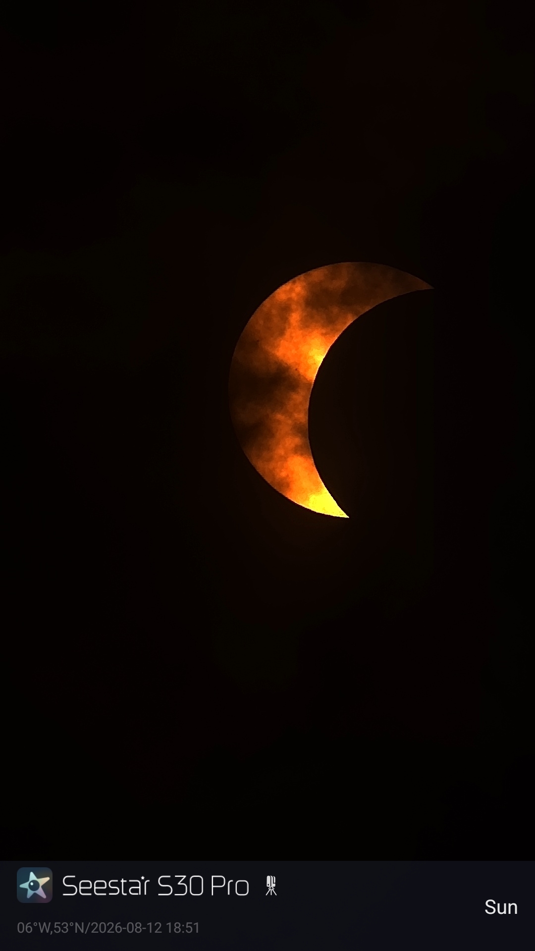 Solar eclipse captured with Seestar S30 Pro